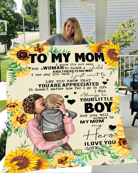 Personalized To My Mom Sunflowers Fleece Blanket From Daughter I Just Want To Let You Know That You Are Appreciated Great Customized Gift For Mother's day Birthday Christmas Thanksgiving