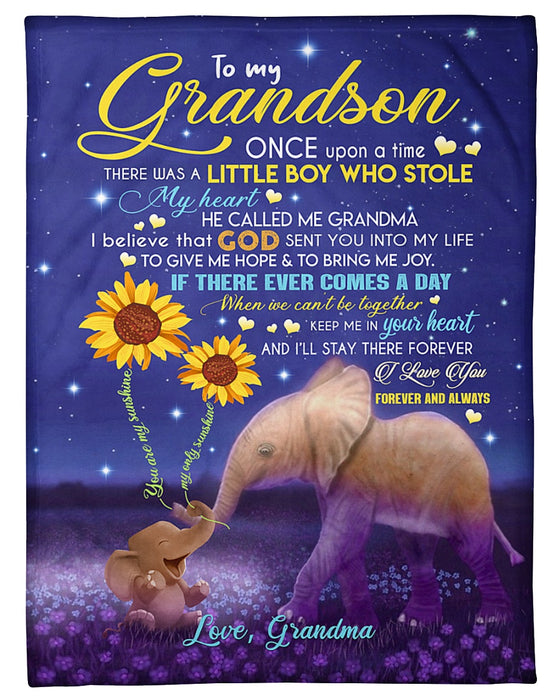 Personalized To My Grandson Elephant Fleece Blanket From Grandma If There Ever Comes A Day Great Customized Gift For Birthday Christmas Thanksgiving