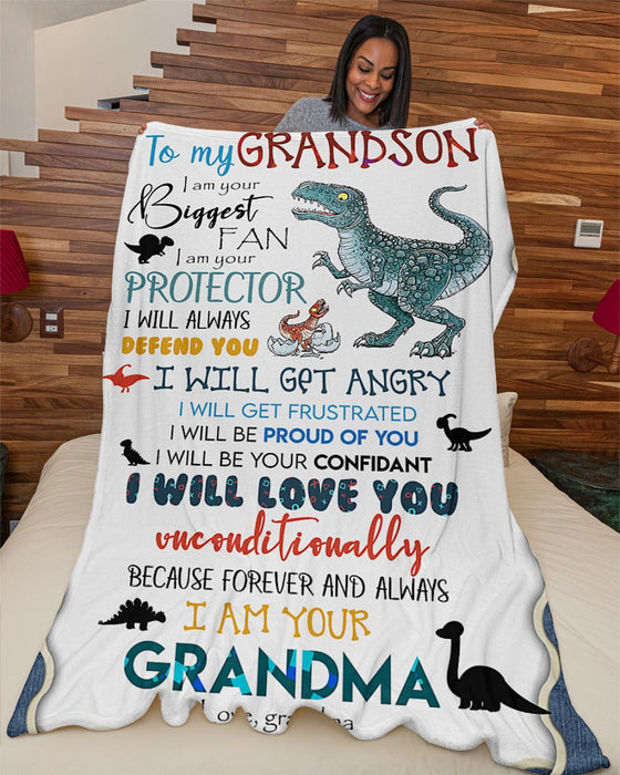 Personalized To My Grandson Trex Dinosaur Fleece Blanket From Grandma I Will Be Proud Of You Great Customized Gift For Birthday Christmas Thanksgiving
