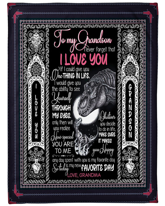 Personalized To My Grandson Dinosaur Fleece Blanket From Grandma Whatever You Decide To Do In Life Great Customized Gift For Birthday Christmas Thanksgiving