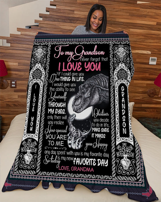 Personalized To My Grandson Dinosaur Fleece Blanket From Grandma Whatever You Decide To Do In Life Great Customized Gift For Birthday Christmas Thanksgiving