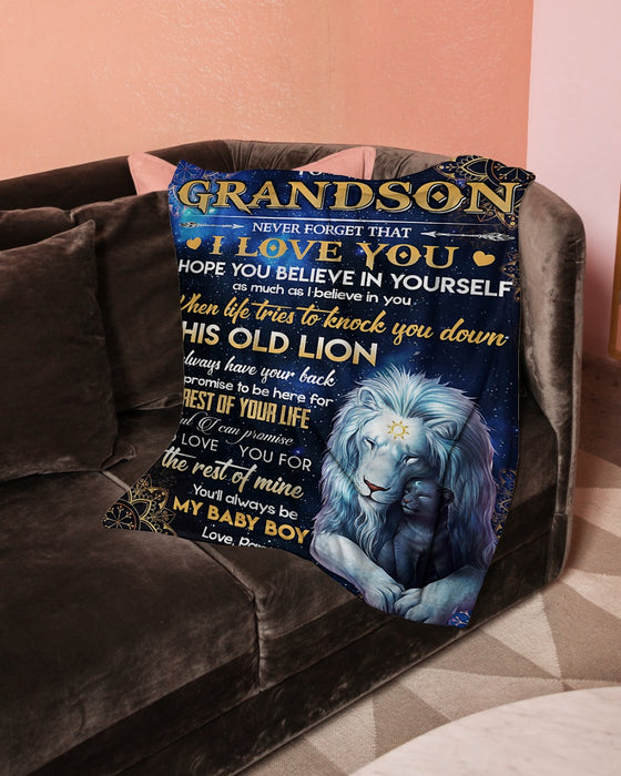 Personalized To My Grandson Lion Fleece Blanket From Grandpa When Life Tries To Lock You Down Great Customized Gift For Birthday Christmas Thanksgiving