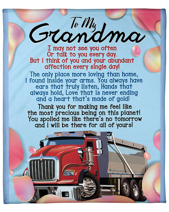 Personalized To My Grandma Trucker Fleece Blanket I May Not See You Often Great Customized Gift For Birthday Christmas Thanksgiving Anniversary Mother's Day