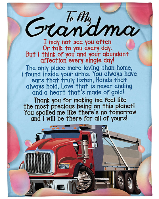 Personalized To My Grandma Trucker Fleece Blanket I May Not See You Often Great Customized Gift For Birthday Christmas Thanksgiving Anniversary Mother's Day
