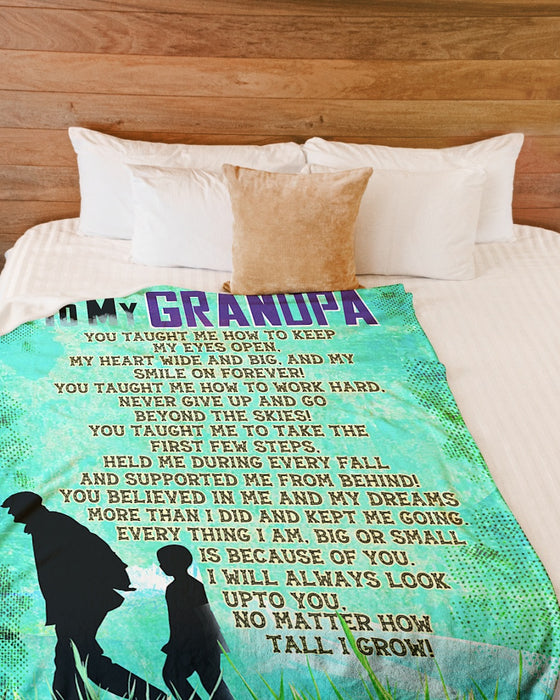 Personalized To My Grandpa Fleece Blanket I Will Always Look Upto You Great Customized Gift For Birthday Christmas Thanksgiving Anniversary Father's Day