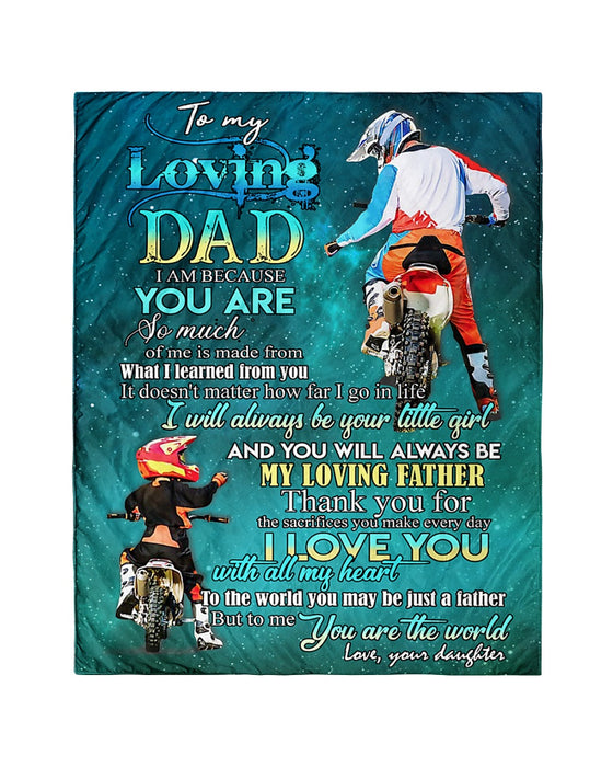 Personalized To My Dad Motocross Fleece Blanket From Daughter I Love You With All My Heart Great Customized Gift For Father's day Birthday Christmas Thanksgiving