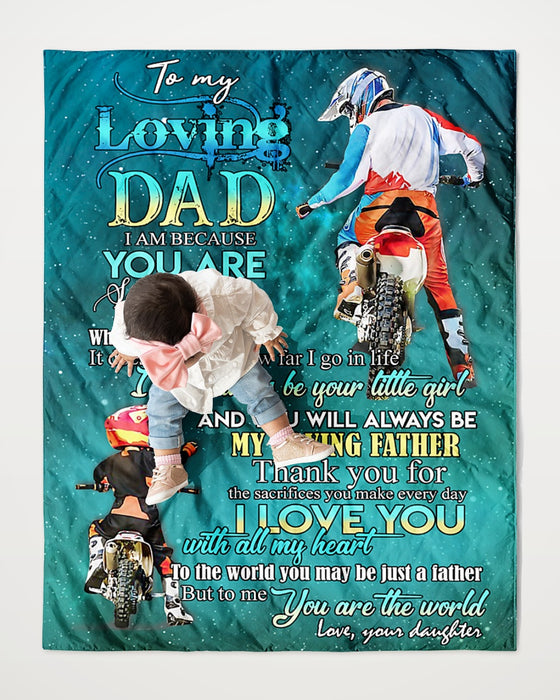 Personalized To My Dad Motocross Fleece Blanket From Daughter I Love You With All My Heart Great Customized Gift For Father's day Birthday Christmas Thanksgiving
