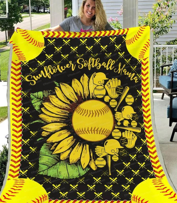 To My Softball Moms Fleece Blanket Sunflower Softball Mama Great Customized Blanket Gift For Mother's Day Birthday Christmas Thanksgiving