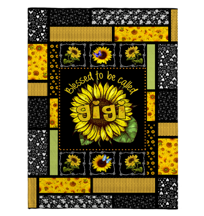 Personalized To My Grandma Sunflower Fleece Blanket Blessed Gigi Great Customized Gift For Birthday Christmas Thanksgiving Mother's Day