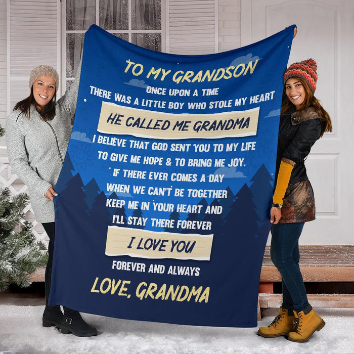 Personalized To My Grandson Fleece Blanket From Grandma I'll Stay There Forever Great Customized Gift For Birthday Christmas Thanksgiving