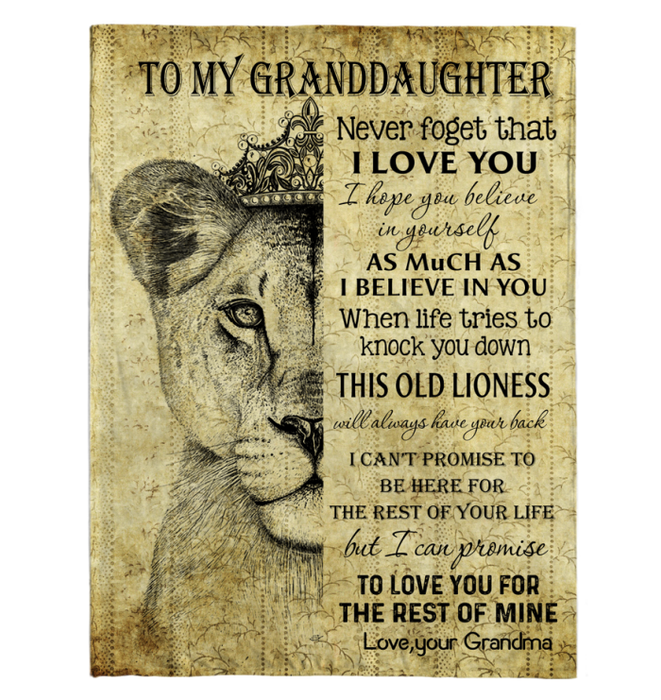 Personalized To My Granddaughter Lion Fleece Blanket From Grandma The Rest Of Mime Great Customized Blanket For Birthday Christmas Thanksgiving