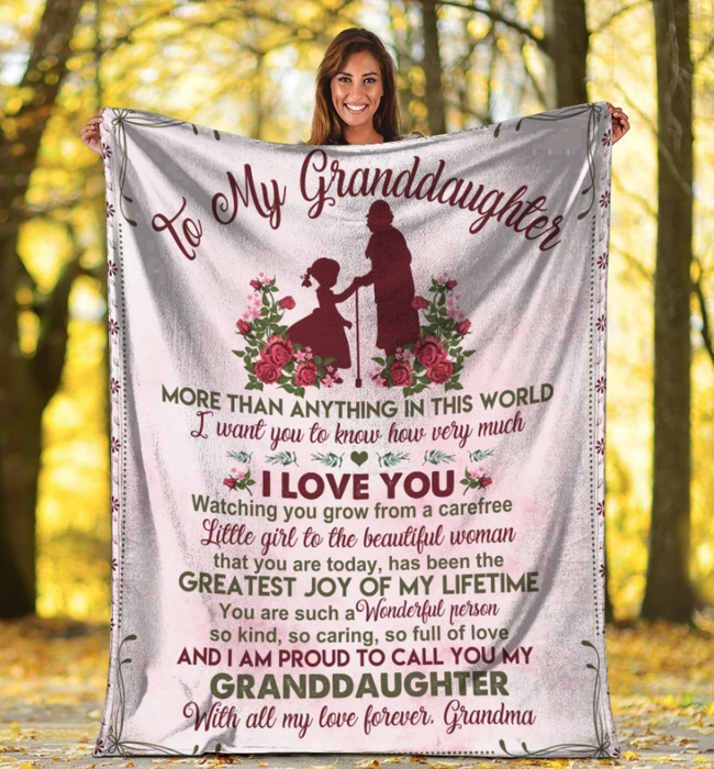 Personalized To My Granddaughter Fleece Blanket From Grandma  More Than Anything In This World I Love You Great Customized Blanket For Birthday Christmas Thanksgiving