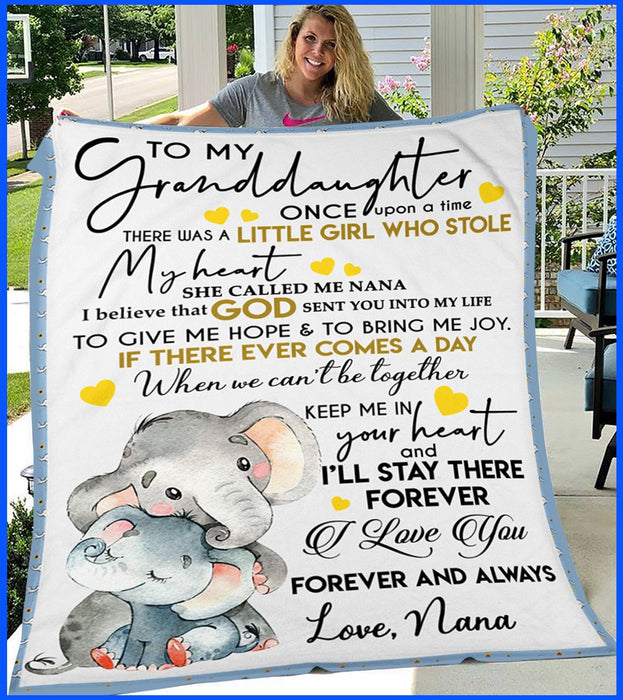 Personalized To My Granddaughter Elephant Fleece Blanket From Grandma I'll Stay There Forever Great Customized Blanket For Birthday Christmas Thanksgiving