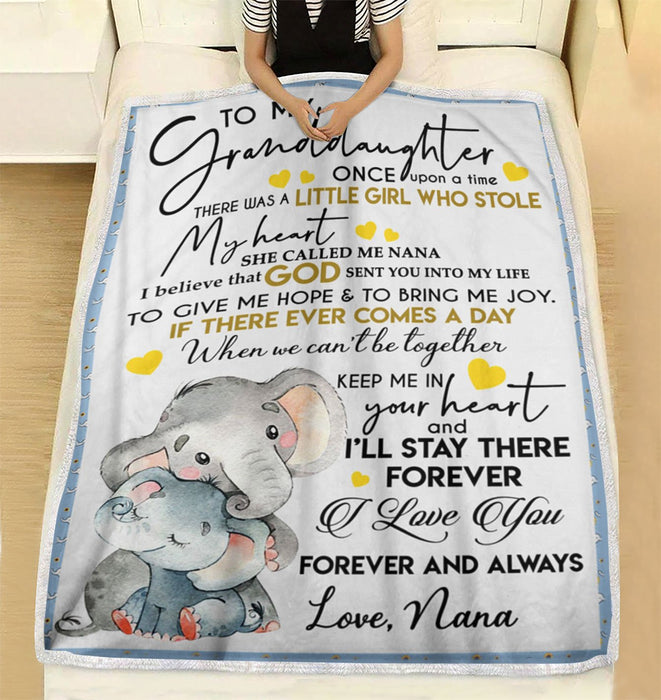 Personalized To My Granddaughter Elephant Fleece Blanket From Grandma I'll Stay There Forever Great Customized Blanket For Birthday Christmas Thanksgiving