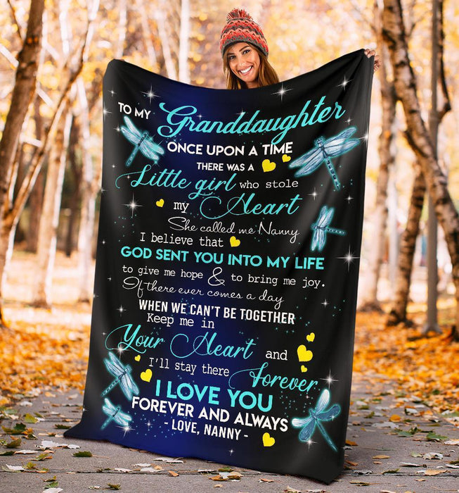 Personalized To My Granddaughter Dragonflies Fleece Blanket From Grandma God Sent You Into My Life Great Customized Blanket For Birthday Christmas Thanksgiving