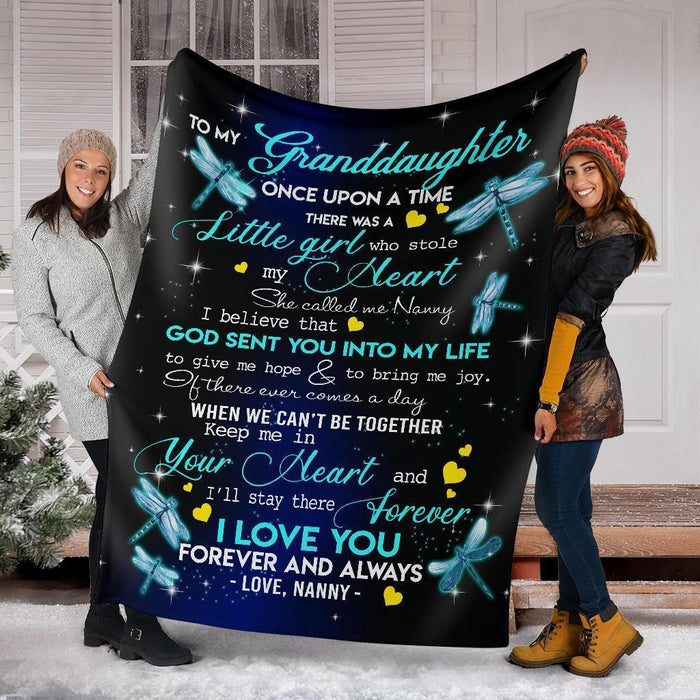 Personalized To My Granddaughter Dragonflies Fleece Blanket From Grandma God Sent You Into My Life Great Customized Blanket For Birthday Christmas Thanksgiving