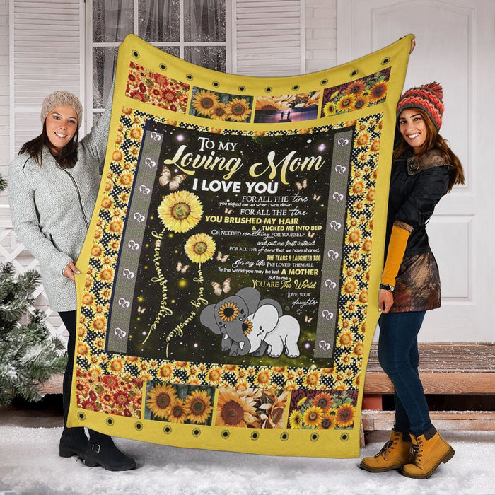 Personalized To My Mom Sunflowers Fleece Blanket From Daughter I Love You For All The Times You Picked Me Up When I Was Down Great Customized Gift For Mother's day Birthday Christmas Thanksgiving