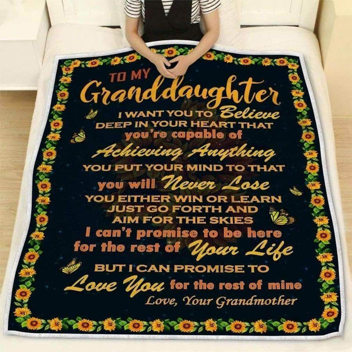 Personalized To My Granddaughter Fleece Blanket From Grandmother Love You For The Rest of Mine Great Customized Blanket For Birthday Christmas Thanksgiving