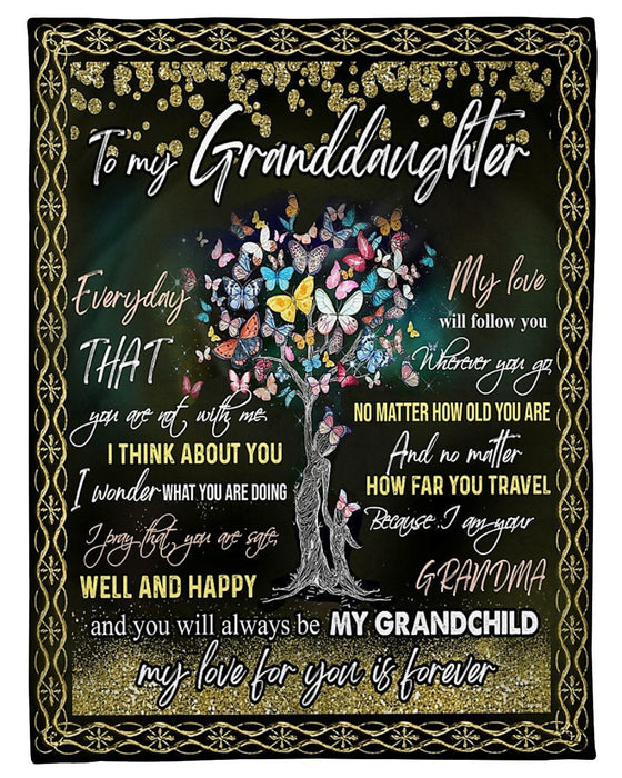 Personalized To My Granddaughter Butterfly Tree Fleece Blanket From Grandma If There Ever Comes A Day Great Customized Blanket For Birthday Christmas Thanksgiving