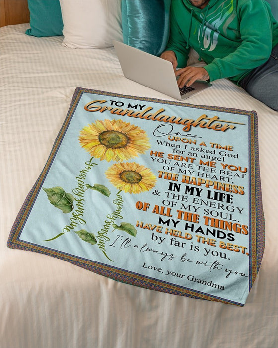Personalized To My Granddaughter Sunflower Fleece Blanket From Grandma Once Upon A Time Great Customized Blanket For Birthday Christmas Thanksgiving