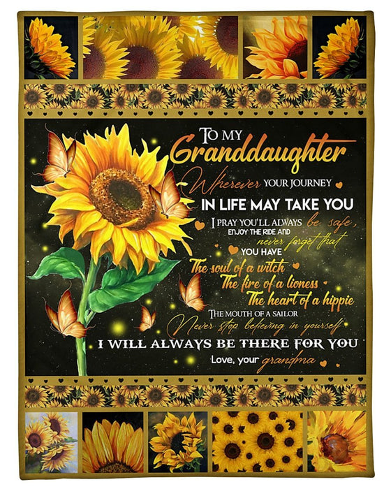 Personalized To My Granddaughter Sunflower Fleece Blanket From Grandma I Will Always Be There For You Great Customized Blanket For Birthday Christmas Thanksgiving
