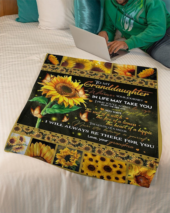 Personalized To My Granddaughter Sunflower Fleece Blanket From Grandma I Will Always Be There For You Great Customized Blanket For Birthday Christmas Thanksgiving
