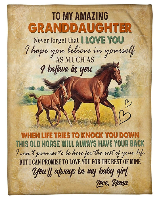 Personalized To My Amazing Granddaughter Horse Fleece Blanket From Nana Never Forget That I Love You Great Customized Blanket For Birthday Christmas Thanksgiving