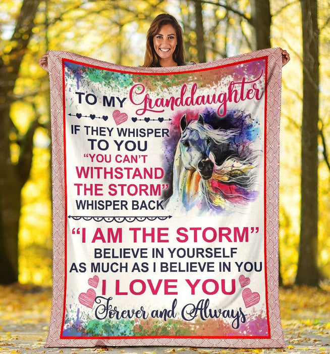 Personalized To My Granddaughter Unicorn Fleece Blanket From Grandma You Can't Withstand The Storm Great Customized Blanket For Birthday Christmas Thanksgiving