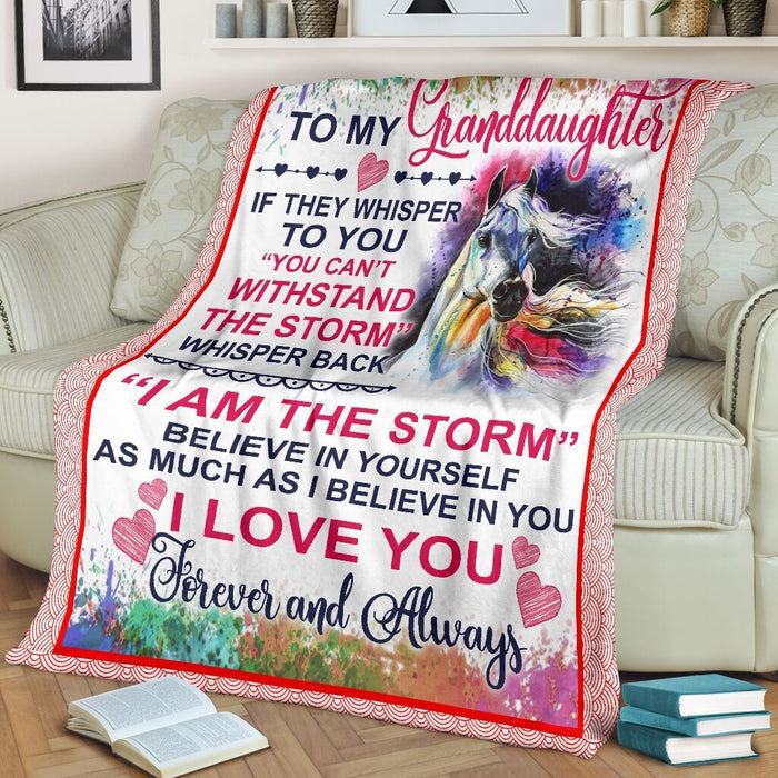 Personalized To My Granddaughter Unicorn Fleece Blanket From Grandma You Can't Withstand The Storm Great Customized Blanket For Birthday Christmas Thanksgiving