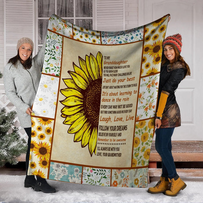 Personalized To My Granddaughter Sunflower Fleece Blanket From Grandmother Just Do Your Best Great Customized Blanket For Birthday Christmas Thanksgiving