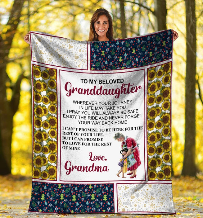 Personalized To My Beloved Granddaughter Sunflower Fleece Blanket From Grandma I Can Promise To Love You For The Rest Of Your Life Great Customized Blanket For Birthday Christmas Thanksgiving