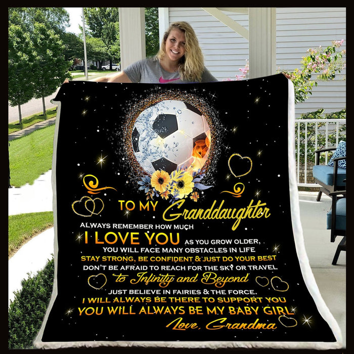 Personalized To My Granddaughter Football Fleece Blanket From Grandma You Will Always My Baby Girl Great Customized Blanket For Birthday Christmas Thanksgiving
