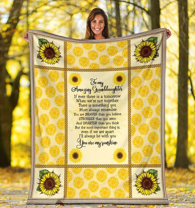 Personalized To My Amazing Granddaughter Sunflower Fleece Blanket You Are My Sunshine Great Customized Blanket For Birthday Christmas Thanksgiving