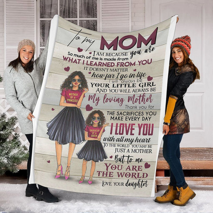 Personalized To My Mom Hearts Fleece Blanket From Daughter I Love You With All My Heart Great Customized Gift For Mother's day Birthday Christmas Thanksgiving
