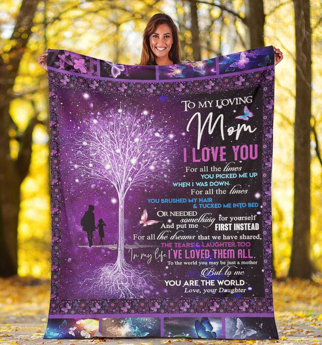 Personalized To My Mom Trees Fleece Blanket From Daughter I Love You For All The Times You Picked Me Up When I Was Down Great Customized Gift For Mother's day Birthday Christmas Thanksgiving