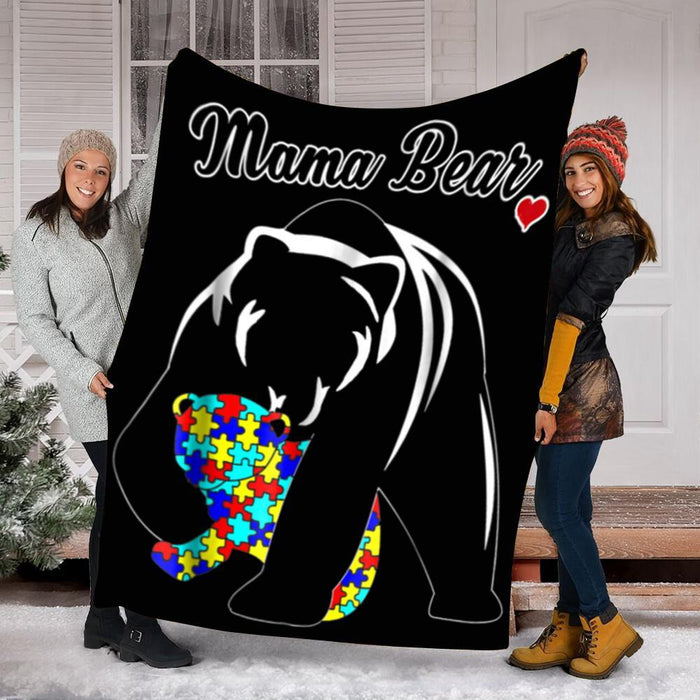 Mama Bear Autism Awareness Blanket  Great Customized Gift For Birthday Christmas Thanksgiving Mother's Day