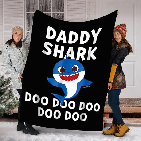 Daddy Shark Fleece Blanket Great Customized Gift For Birthday Christmas Thanksgiving Father's Day