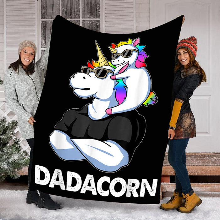 Unicorn Dad and Baby Fleece Blanket Great Customized Gift For Birthday Christmas Thanksgiving