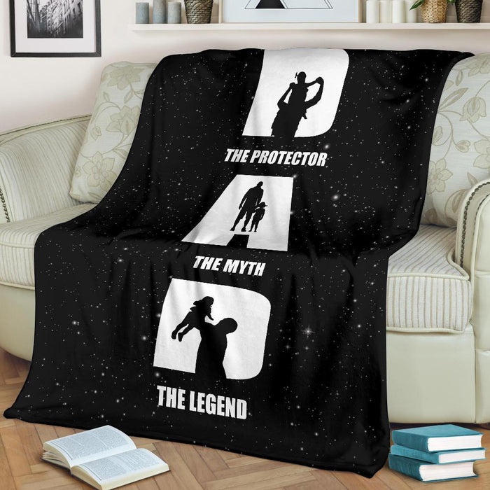 Dad The Protector The Myth The Legend Fleece Blanket Great Customized Gift For Birthday Christmas Thanksgiving Father's Day