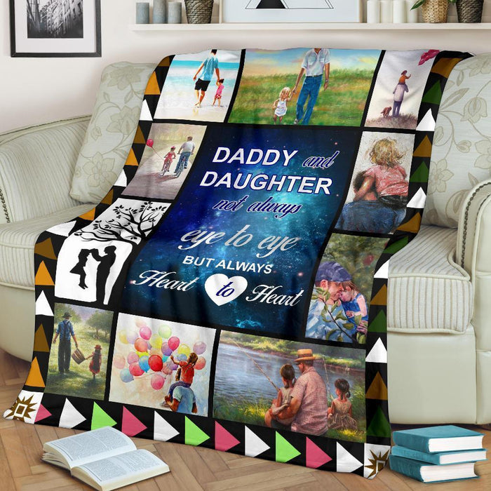 Daddy & Daughter Moment Fleece Blanket Heart To Heart Great Customized Gift For Birthday Christmas Thanksgiving Father's Day