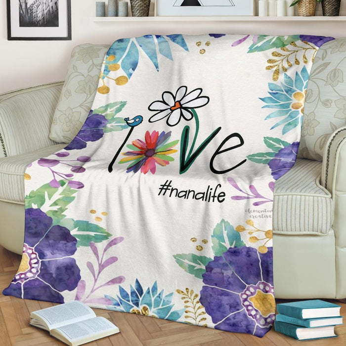 To My Grandma Love #Nanalife Fleece Blanket Great Customized Gift For Birthday Christmas Thanksgiving Mother's Day