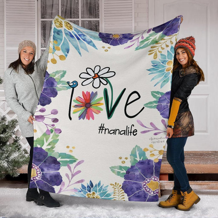 To My Grandma Love #Nanalife Fleece Blanket Great Customized Gift For Birthday Christmas Thanksgiving Mother's Day