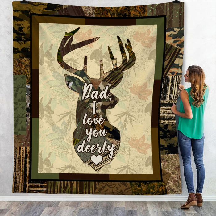 To My Dad Hunting Deer Fleece Blanket I Love You Great Customized Gift For Birthday Christmas Thanksgiving Father's Day