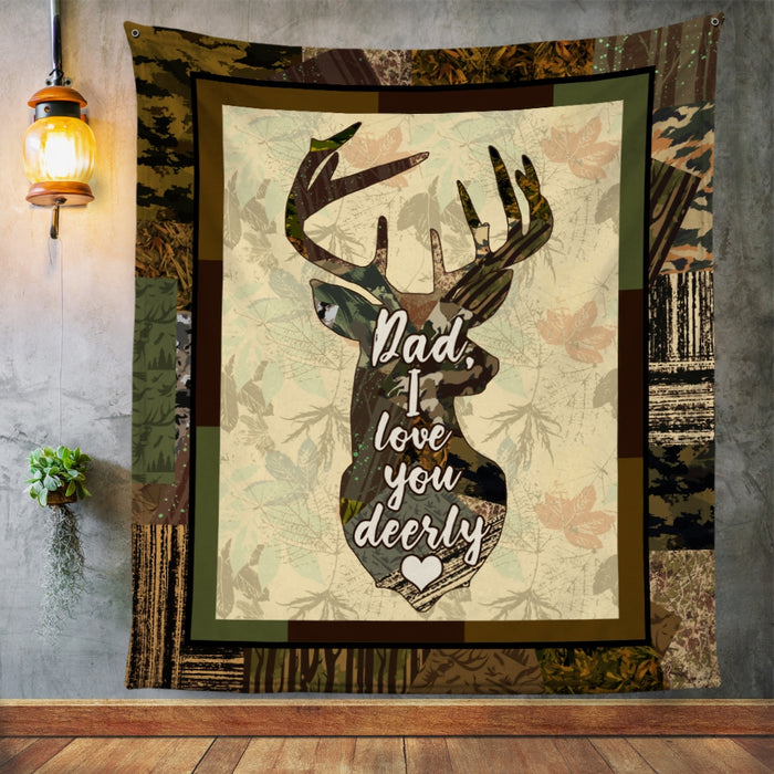 To My Dad Hunting Deer Fleece Blanket I Love You Great Customized Gift For Birthday Christmas Thanksgiving Father's Day