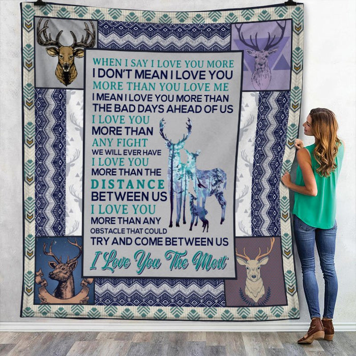 To My Dad Hunting Deer Fleece Blanket I Love You The Most Great Customized Gift For Birthday Christmas Thanksgiving Father's Day