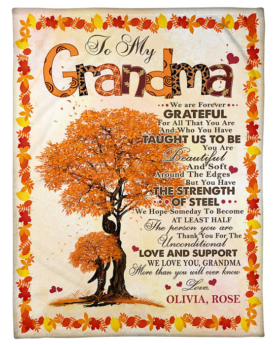 Personalized To My Grandma Tree Fleece Blanket We Are Forever Grateful  Great Customized Gifts For Birthday Christmas Thanksgiving Mother's Day