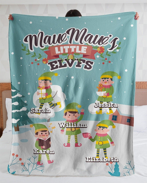 Personalized To My Grandma Fleece Blanket Maw Maw's Little Elves Great Customized Gifts For Birthday Christmas Thanksgiving Mother's Day