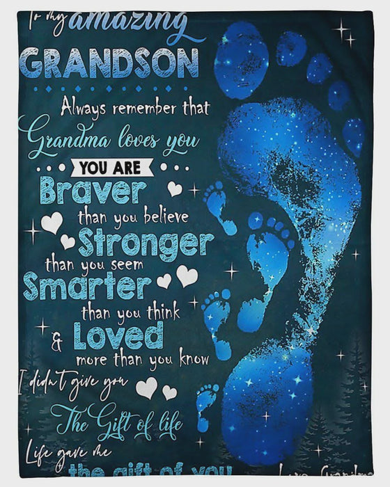 Personalized To My Grandson Fleece Blanket From Grandma Always Remember That Grandma Loves You Great Customized Gifts For Birthday Christmas Thanksgiving