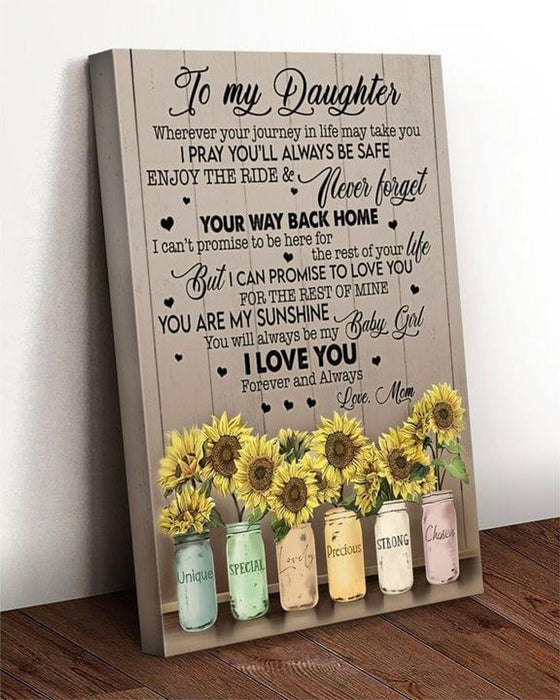 Personalized Sunflowers To My Daughter Wherever Your Journey In Life Love Gifts From Mom Canvas 0.75 Inch Wall Decor Canvas Customize Name Canvas Gifts For Birthday Christmas