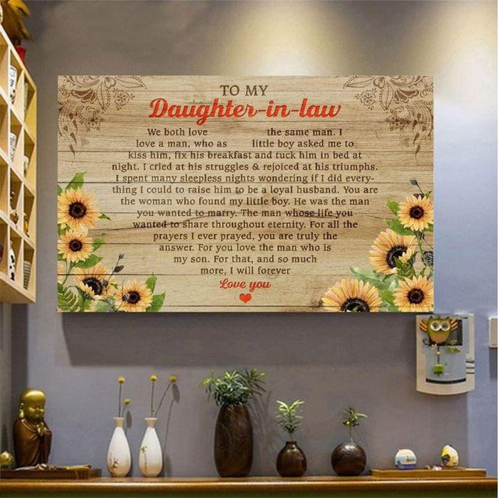 Personalized To My Daughter In Law Canvas 0.75in Framed Gifts For Daughter In Law  From Mom In Law Home Decor Daughters Canvas Home Decor Gifts For Christmas, Birthday, Thanksgiving